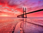 GLORIOUS PINK SUNSET OVER the BRIDGE