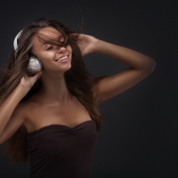 Beautiful woman with a headphones