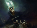 Sorceress Fighting The Undead