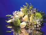 Bouquet and champagne