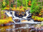 BEAUTIFUL WATERFALL in the FOREST in AUTUMN