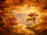 House in autumn forest
