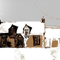 Welsh cottage in snow