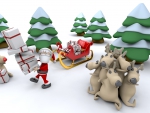 3D santa and reindeer