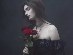 Woman Holding Red Roses