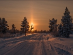 Sunset in winter