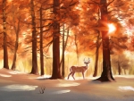 Deer in Autumn Snow