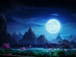 Moonlight over the Lily Pond
