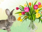 Spring Tulips and Bunny