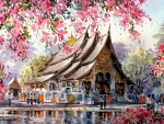 Oriental Temple In Spring
