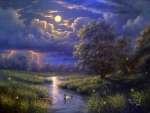 Moonlight with Fireflies