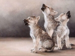 PAINTED HOWLING WOLF CUBS