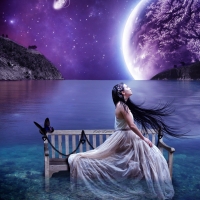 BEAUTIFUL MOONLIt night purple moon