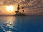 Tropical island in sunset