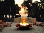 *Firepit at dusk in tropical  island*