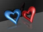 Blue & Red Hearts