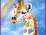 Rainbow Giraffe Print by Carol Cavalaris