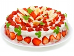 Strawberry cake with bananas