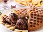 Waffels with Chocolate ice cream