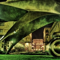 brass sculpture in milan italy hdr