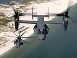  CV-22 Osprey and an MH-53 Pave Low 