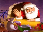 mice opens santas gift