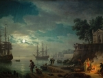 Seaport by Moonlight