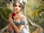 Pretty Girl with Rose