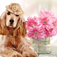 Dog and Flowers