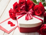 Red roses and gift