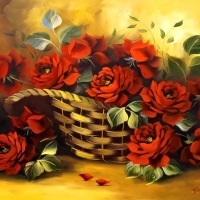Basket of red Roses