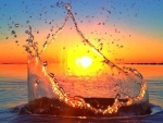 Splashing Waves at Sunset