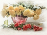 Yellow roses in vase