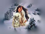 Native American Woman and Wolf