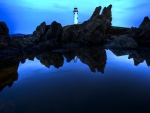 Lighthouse in blue night