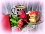 Tasty cake and tea