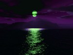 green moon w/ purple sky