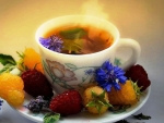 Tea and fruits