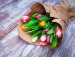 Bouquet of colorful tulips