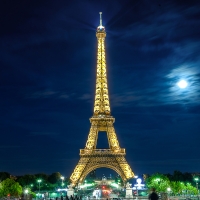 Eiffel Tower under the moonlight