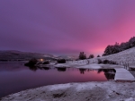 lake on a pink winter eve
