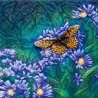 BUTTERFLY ON WILD BLUE ASTOR