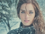 Beautiful sexy eyes in the snow