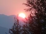 Smoky sunset over Bighole Mountains