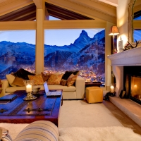 beautiful view from a swiss chalet window