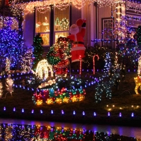 Christmas Lights On One's Front Yard By The River