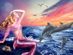 Mermaid and Dolphins