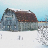 Old Barn, Abstract Paint