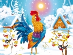 Colorful Rooster in Winter