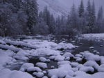 Snowy river in the mountains